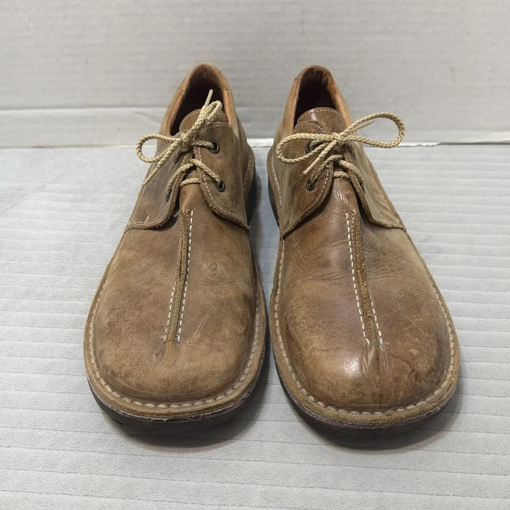 ROADHOGS Men's Leather Lace-Up Slip Ons in Beige  EU43/UK9/US10